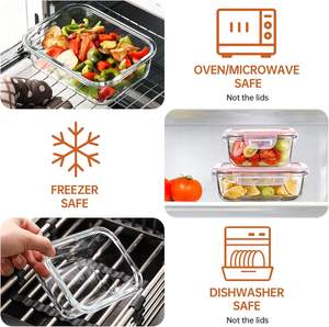 Juego de 7 Recipientes Herméticos para Almacenamiento de Alimentos con Tapa de Vidrio Aislante, Aptos para Microondas, para Preparación de Comidas, Almacenamiento Seguro de Arroz, para Viajes - Product Image 4