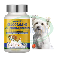 Ausreson OEM Animal Glucosamine Comprimés pour Chiens Chats 60 Comprimés avec Msm Calcium & Vitamine D3 Articulations Supplément Santé Osseuse