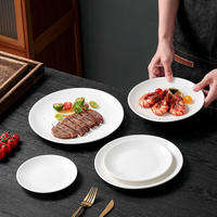 Assiette plate en porcelaine blanche pure, résistante au micro-ondes, design moderne minimaliste, motif uni, vaisselle ronde pour hôtel, lot