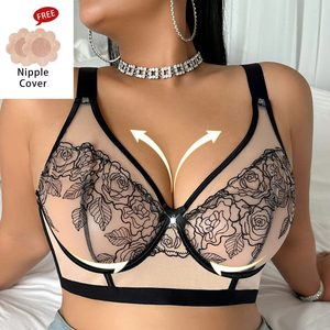 Plus Size Full Cup Minimizer <b>Bra</b> Ultra <b>Thin</b> Mesh Breathable Underwire Push Up Large Bust Underwear - Product Image 3