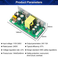 Vire AC 110-240V à DC 24V 10A 240W Module d'alimentation Transformateur de commutation haute puissance stable pour usage industriel Tension d'entrée 220V