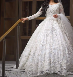 Diseñador 2019 blanco hasta el suelo vestido de novia indio/pakistaní con trabajo de bordado Zardozi pesado hermoso y elegante - Product Image 3