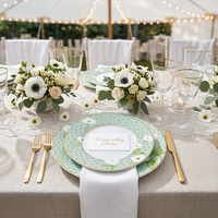 Service de vaisselle en céramique vert pastel moderne, motif chrysanthème, assiettes en porcelaine pour mariages, banquets, traiteur, hôtels, vente au détail