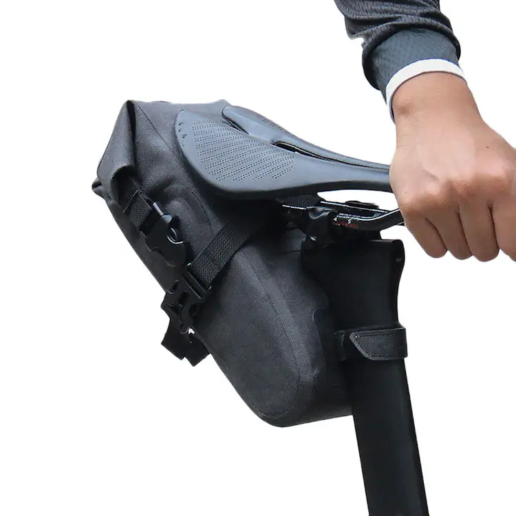 Bolsa e caixa de assento de bicicleta, à prova d'água, saco <span class=keywords><strong>traseiro</strong></span> com pano e zíper, preto