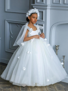 Vestidos <span class=keywords><strong>de</strong></span> gala <span class=keywords><strong>de</strong></span> <span class=keywords><strong>cola</strong></span> <span class=keywords><strong>de</strong></span> princesa para niñas, populares en Instagram, vestidos blancos <span class=keywords><strong>de</strong></span> boda para niñas <span class=keywords><strong>de</strong></span> las flores, vestidos para actuaciones <span class=keywords><strong>de</strong></span> <span class=keywords><strong>piano</strong></span> para niños - Product Image 1