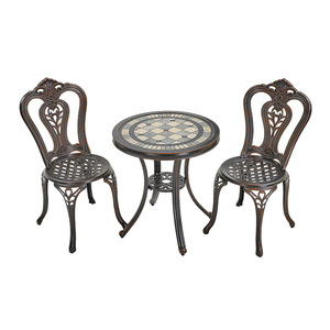 Ensemble de jardin en aluminium moulé, 2 places, mobilier d'extérieur traditionnel, table et chaises pour cour, résistant aux intempéries - Product Image 1