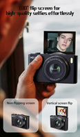 Cámara Digital 4K de 64MP para Niños Principiantes, Cámara para Vlogging con Zoom 16X, Enfoque Automático, Pantalla Abatible de 2.4 Pulgadas, Portátil, Apunta y Dispara