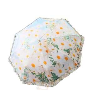 Parapluie de mariage en dentelle pour femme - Design personnalisé, motif crochet doré, protection UPF 50+, structure en fer, pliable en trois, portable pour la protection contre le soleil et la pluie - Product Image 3