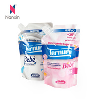 Conception personnalisée 800ml 1l Savon à lessive en poudre Liquide à vaisselle Emballage Sac à bec verseur Sacs de recharge pour le lavage Pochette à bec verseur pour détergent