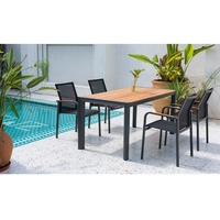Meubles de jardin d'extérieur en aluminium Tables de patio Restaurant Ensemble de sièges de salle à manger d'extérieur 6 places Extérieur Cour