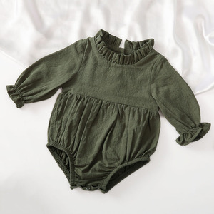 Mono de Lino y Algodón de Manga Larga con Cuello Redondo para Bebés, Ropa de Verano y Otoño Personalizada al por Mayor - Product Image 3
