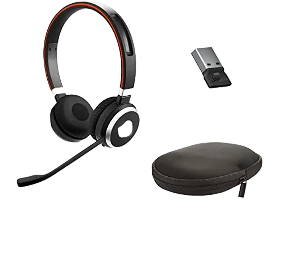 for Jabra Evolve2 65 UC Wireless Headphones with Link380a, Stereo, Black Wireless Headset for Calls and Music