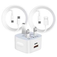 Chargeur mural USB-C 20W PD à charge rapide, câbles et adaptateur secteur pour iPhone – Vente en gros, compatible US, UK, EU