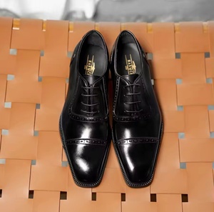 Chaussures habillées Oxford en cuir faites à la main pour hommes, à bout fermé, à enfiler, imperméables, pour le travail - Product Image 4