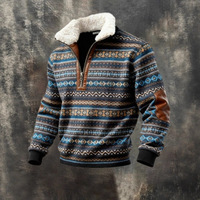 Pull à col montant en polyester vintage de haute qualité, patchwork, grande taille, homme, lourd, décontracté, manches longues