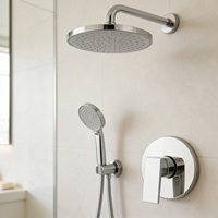 Robinet de douche encastré en laiton chromé avec mitigeur monocommande chaud/froid en céramique, design moderne mural pour salle de bain