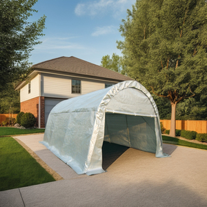 Abri <span class=keywords><strong>de</strong></span> garage rétractable durable à toit arrondi avec cadre <span class=keywords><strong>en</strong></span> métal, tente <span class=keywords><strong>de</strong></span> <span class=keywords><strong>voiture</strong></span> pliable <span class=keywords><strong>en</strong></span> <span class=keywords><strong>bois</strong></span> traité sous pression - Product Image 1