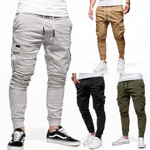 Pantalon cargo décontracté en toile pour homme, anti-boulochage, avec braguette zippée, taille mi-haute, teint uni, haute qualité, tendance - Product Image 3