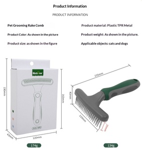 Pettine per toelettatura animali domestici a doppia fila, spazzola sciogli nodi, per la rimozione del pelo in eccesso di cani e gatti - Product Image 4