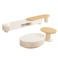 Meuble TV en MDF de style médiéval couleur crème pour salon, nouveau modèle 2025, ensemble table basse sur pied, modèle 918