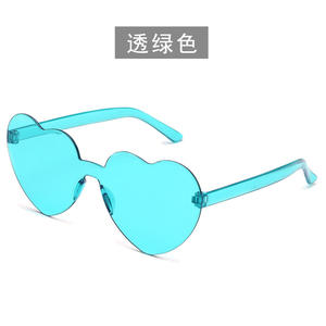 Lunettes de <span class=keywords><strong>soleil</strong></span> tendance rétro FanYue 2022, couleur bonbon, orange, bleu clair, forme de cœur, UV375, sans monture, <span class=keywords><strong>pas</strong></span> <span class=keywords><strong>cher</strong></span>, vente en gros, sport, unisexe - Product Image 3