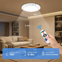 Plafonnier LED moderne sans fil rechargeable avec détecteur de mouvement 5W, fixation magnétique, 3 températures de couleur, télécommande, pour salon, chambre, entrée