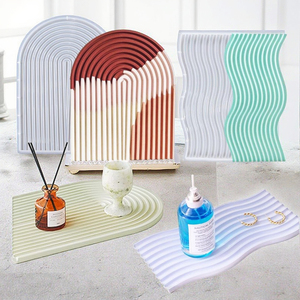 H008 DIY <strong>Strip</strong> Tray Silicone <strong>Resin</strong> Mold Wave Epoxy Mold Cup Fruit Candy Vase Storage Holder Articles Ornaments Making Home Decor - Product Image 1