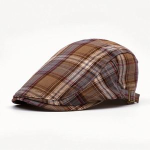 2025 New Arrival Summer Breathable Checkered Flat Top Ivy <b>Hat</b> Fashion Trendy Vintage Stylish Women Men Beret <b>Hat</b> - Product Image 5