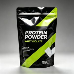 Sachet Doypack imprimé personnalisé à 8 soudures latérales avec fermeture zip pour aliments secs, aliments pour animaux, poudre de protéines de lactosérum et Moringa - Product Image 1