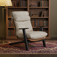 Fauteuil de loisirs orange à dossier haut de style Mid-Century, fauteuil d'appoint en bois pour villa, hôtel, salon