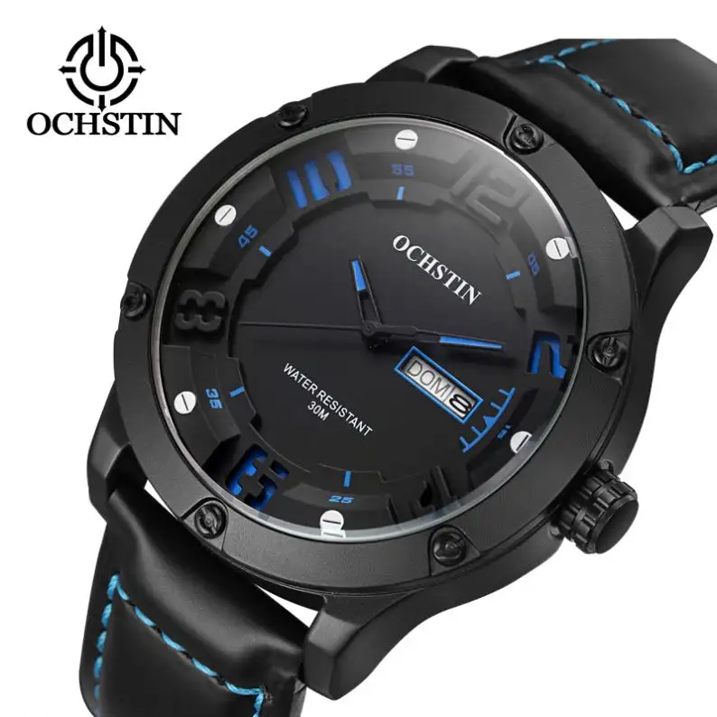 OCHSTIN 052A wholesale China gents quartz watch stylish Leather band water proof calender character Leisure watch