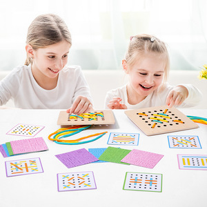 Jeu <span class=keywords><strong>de</strong></span> puzzle Montessori personnalisé en bois contre filetage humain pour enfants Jeu éducatif à cordes pour l'apprentissage des compétences <span class=keywords><strong>de</strong></span> vie Jouets pour garçons et filles - Product Image 3