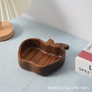 ถาดไม้รูปแอปเปิ้ล สีวอลนัท 15x4.5 ซม. สำหรับเก็บผลไม้ ขนม ถาดตกแต่ง - Product Image 2