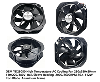Ventilador Axial Industrial 28080 AC, 280x280x80mm, 110V 220V 380V, Negro/Plateado, Aleación de Aluminio, para Equipos Industriales