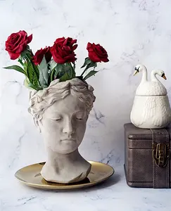 Cimento grego Escultura Chua Athena Deusa Nórdica Sophia Varanda Colorido Seco Vaso de Flor Vaso de Flor Europeu