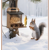 Mangeoire à écureuils en bois massif pour l'extérieur, résistante à l'humidité, pour noix et bâtonnets, mangeoire durable en bois pour animaux de compagnie