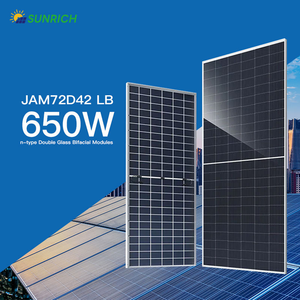 JA 620W n-loại hai mặt bảng điều khiển năng lượng mặt trời màu xanh đậm JA nửa tế bào với kính đôi 620W bảng điều khiển năng lượng mặt trời hiệu suất cao - Product Image 4