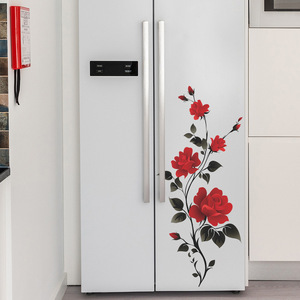 Autocollant mural en forme de branche de rose rouge <span class=keywords><strong>romantique</strong></span>, art floral, grandes tuiles murales, autocollants pour salle de bain/salon/<span class=keywords><strong>chambre</strong></span> - Product Image 5