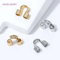 Protège-fils métalliques plaqués or 18 carats 5mm*6mm, boucles en U, fermoirs à sertir et perles d'extrémité pour la fabrication de bijoux DIY