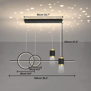 Lampada a Sospensione con Proiettore di Stelle, Lampadario Plafoniera CE 70W 120V-220V, Luce a Sospensione per Sala da Pranzo - Product Image 4