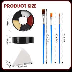Kit de <span class=keywords><strong>Pintura</strong></span> Facial y Corporal de 6 Colores para Halloween, Negro, Rojo, Blanco, Amarillo, con Esponja y Brocha, Maquillaje de Zombi, Payaso, <span class=keywords><strong>Vampiro</strong></span> - Product Image 4