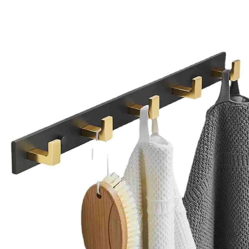 Moderner Aluminium haken in Schwarz und Gold für Kleidung, kein Bohren erforderlich, ideal für Schlafzimmer, Küche und Wand montage