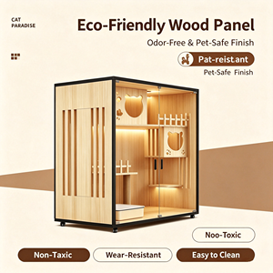 Grande <span class=keywords><strong>maison</strong></span> pour chat en bois avec porte en verre ventilée, villa intérieure pour chat avec plateforme d'escalade, griffoir et espace <span class=keywords><strong>de</strong></span> <span class=keywords><strong>repos</strong></span> - Product Image 4