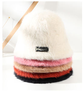 Venta al por mayor de <span class=keywords><strong>Amazon</strong></span> Top Venta caliente en stock barato de alta calidad Unisex liso colorido al aire libre invierno otoño rosa de piel sintética sombrero de cubo - Product Image 3