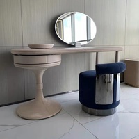 Ensemble de coiffeuse de maquillage de luxe personnalisée avec miroir intégré Tiroirs de rangement et tabouret au design moderne pour chambre à coucher d'hôtel ou de spa