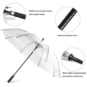 <span class=keywords><strong>Parapluie</strong></span> <span class=keywords><strong>transparent</strong></span> à ouverture automatique, résistant au <span class=keywords><strong>vent</strong></span>, en fibre de verre, à simple couche, imperméable, impression personnalisée, grand <span class=keywords><strong>parapluie</strong></span> droit en EVA - Product Image 3
