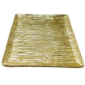 Rectangular <b>Gold</b> Textured Metal <b>Serving</b> <b>Tray</b> - Product Image 1