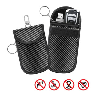 Sac de protection <span class=keywords><strong>anti</strong></span>-<span class=keywords><strong>RFID</strong></span> portable avec étui à clés pour étui à clés de voiture Faraday sac de blocage de Signal FOB - Product Image 4