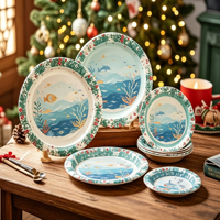 Ensemble de vaisselle de Noël à carreaux Buffalo, assiettes, gobelets et serviettes en papier jetables, motif renne, décoration pour fête de fin d'année