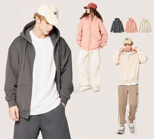 H5435 Vêtements pour hommes, sweat-shirts à capuche unisexes personnalisés de haute qualité, couleur unie, 430 g/m², mélange de coton, doublure en polaire, fermeture éclair - Product Image 5